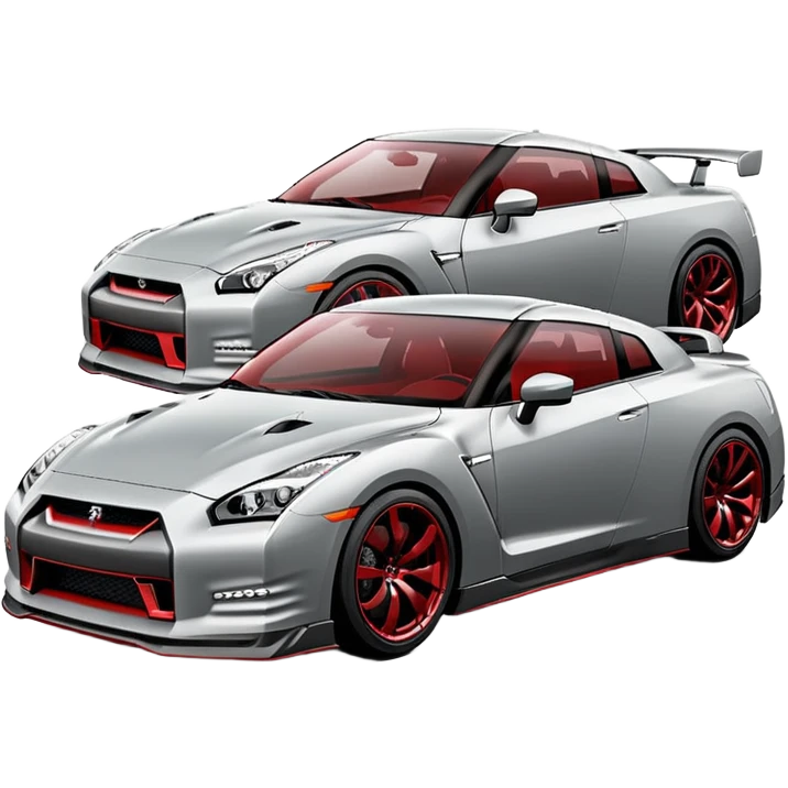nissan gtr in gery and red emoji