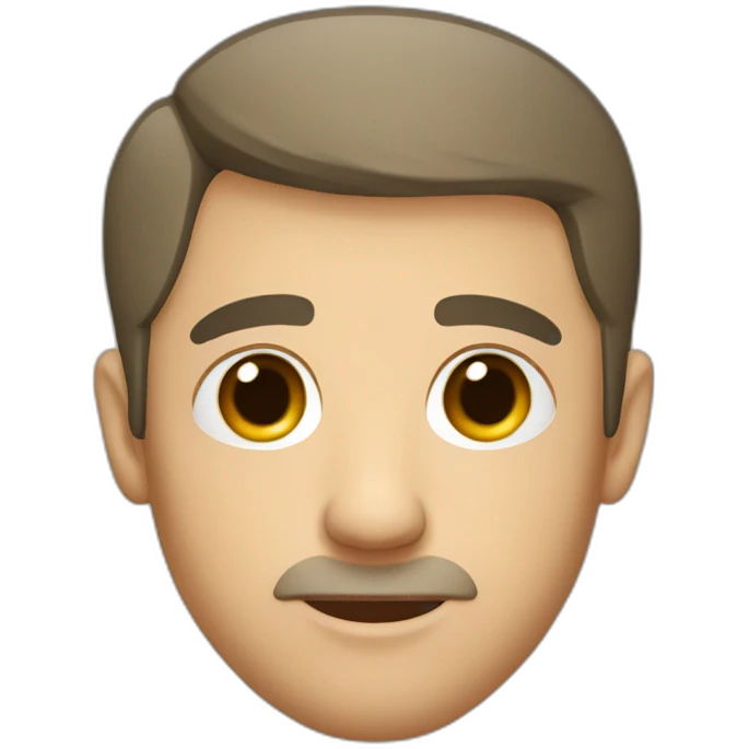A Russian guy with a very short haircut like a dreak, brown eyes  emoji