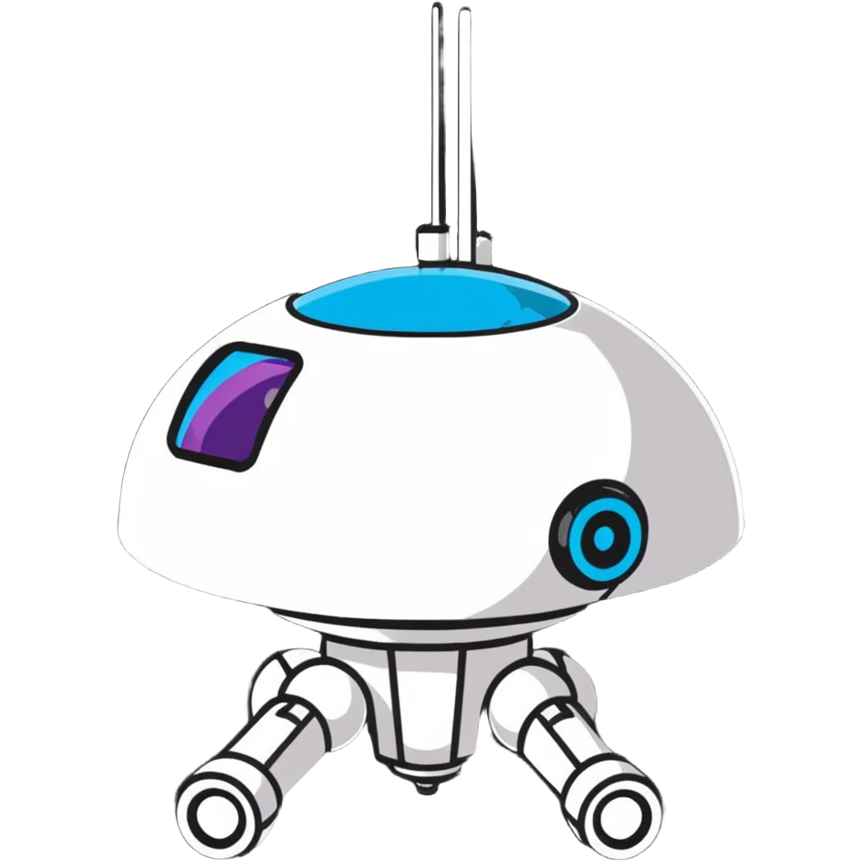 Tall surveillance robot with rotating sensor dome and floating limbs emoji