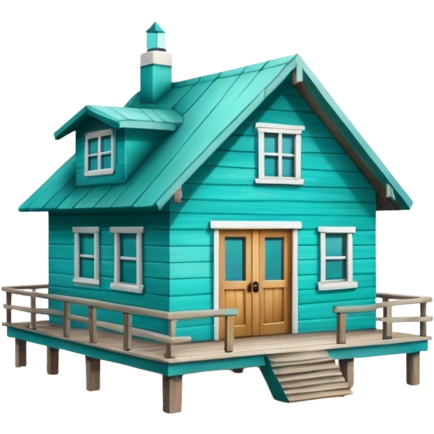 Teal beach house  emoji