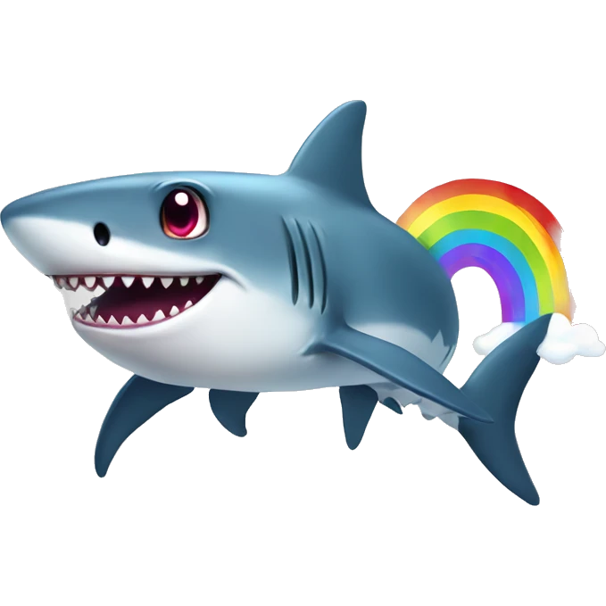 shark with heart eyes and throw up rainbow emoji