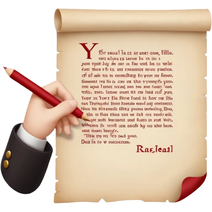 Minimalist emoji-style sticker of a pale hand signing a parchment contract titled “YOUR SOUL” in gothic font, muted red ink, grayscale background emoji