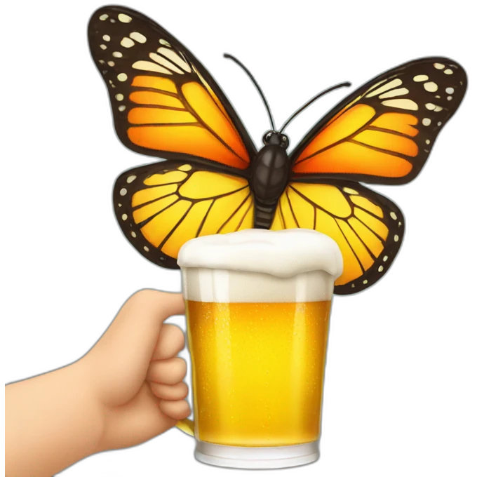 butterfly in hand with a beer emoji