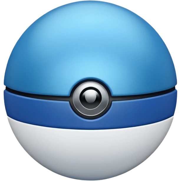 blue pokeball emoji, top half is a more saturated blue, bottom half is white, black stripe, with a metallic sheen emoji