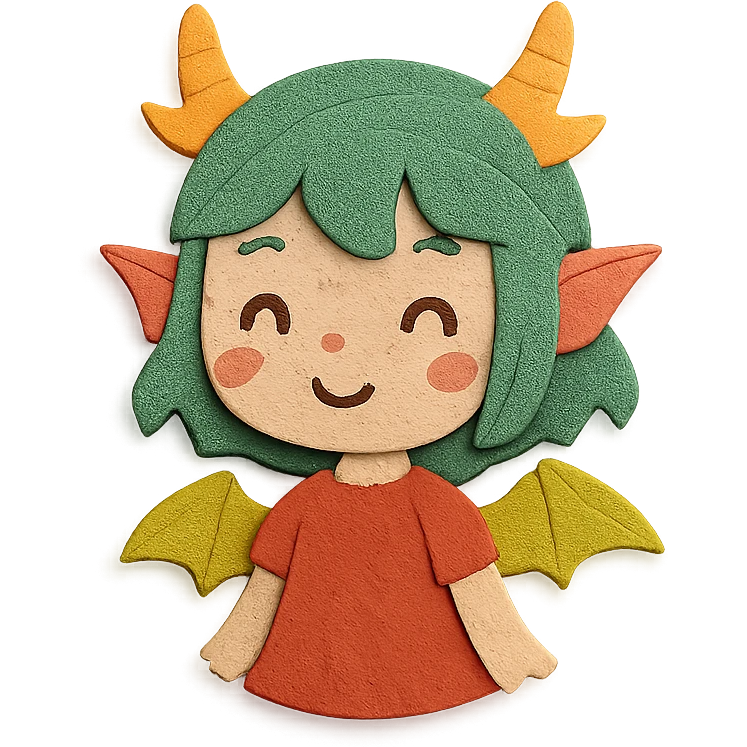 cute dragon girl with green hair emoji