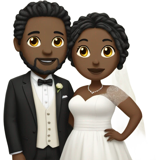 Plus size couple wedding pale with locs emoji