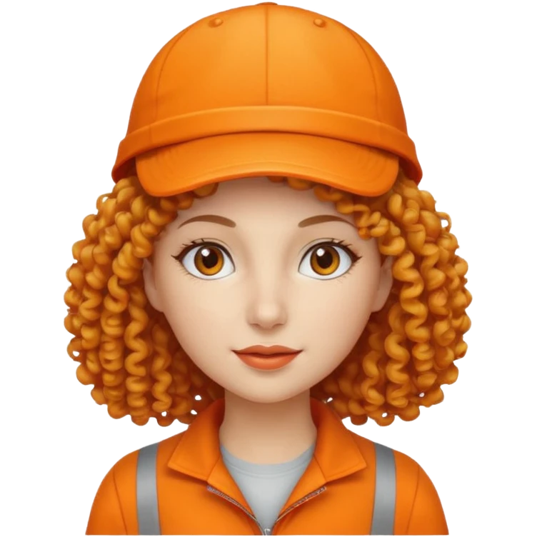 curly haired woman with orange cap emoji
