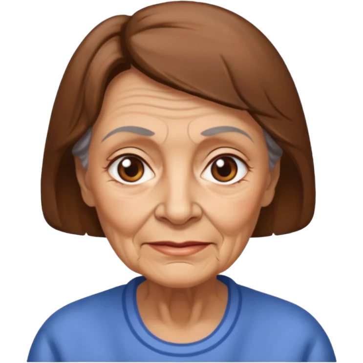 Old Lady 44 age brown hair light skin emoji