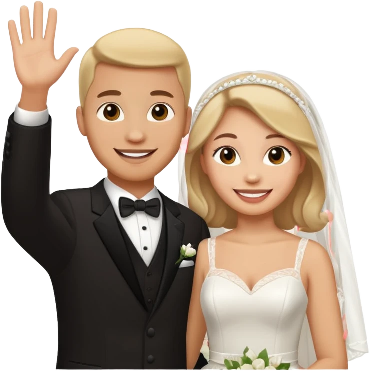 newlywed couple waving emoji