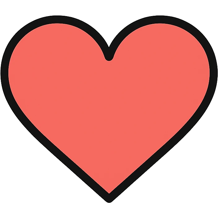 heart icon with color and black outlines emoji
