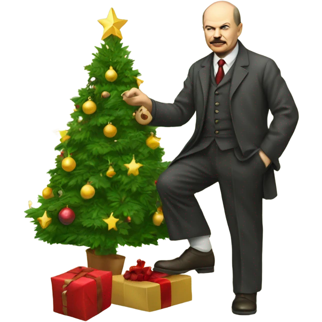 Lenin decorating a Christmas tree emoji