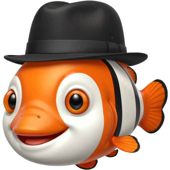 Clownfish with a black fedora, smiling emoji