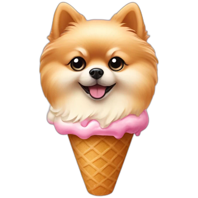 cream pomeranian ice cream cone emoji