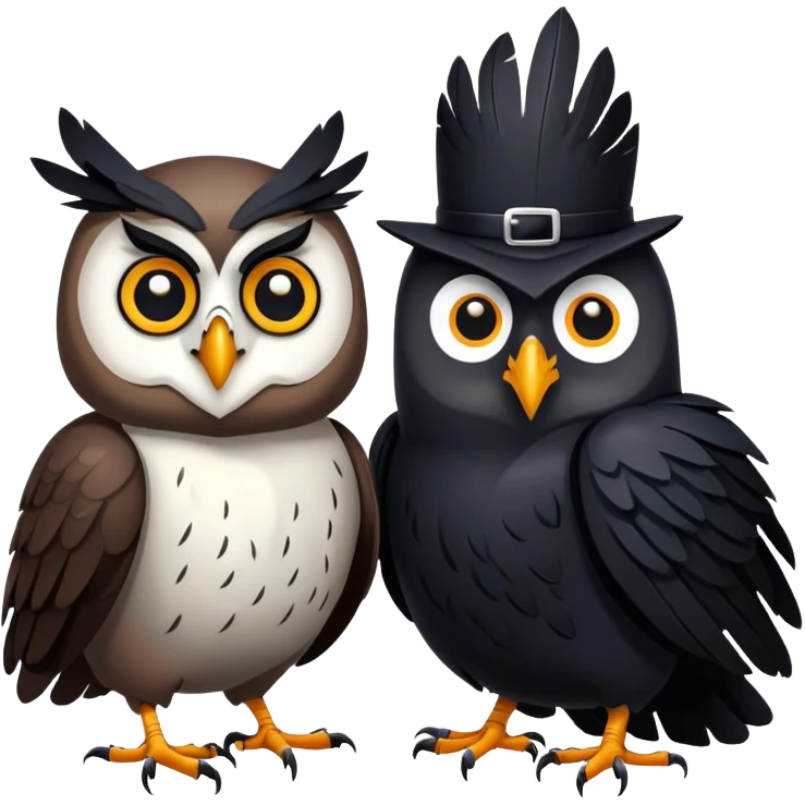 Owl and crow emoji