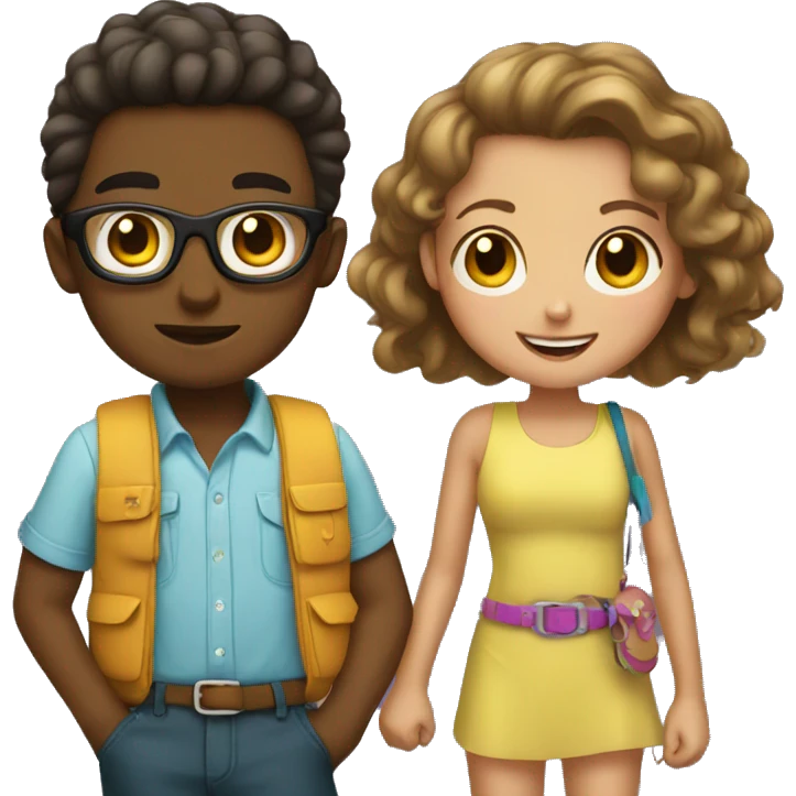 boy and girl with accessories emoji