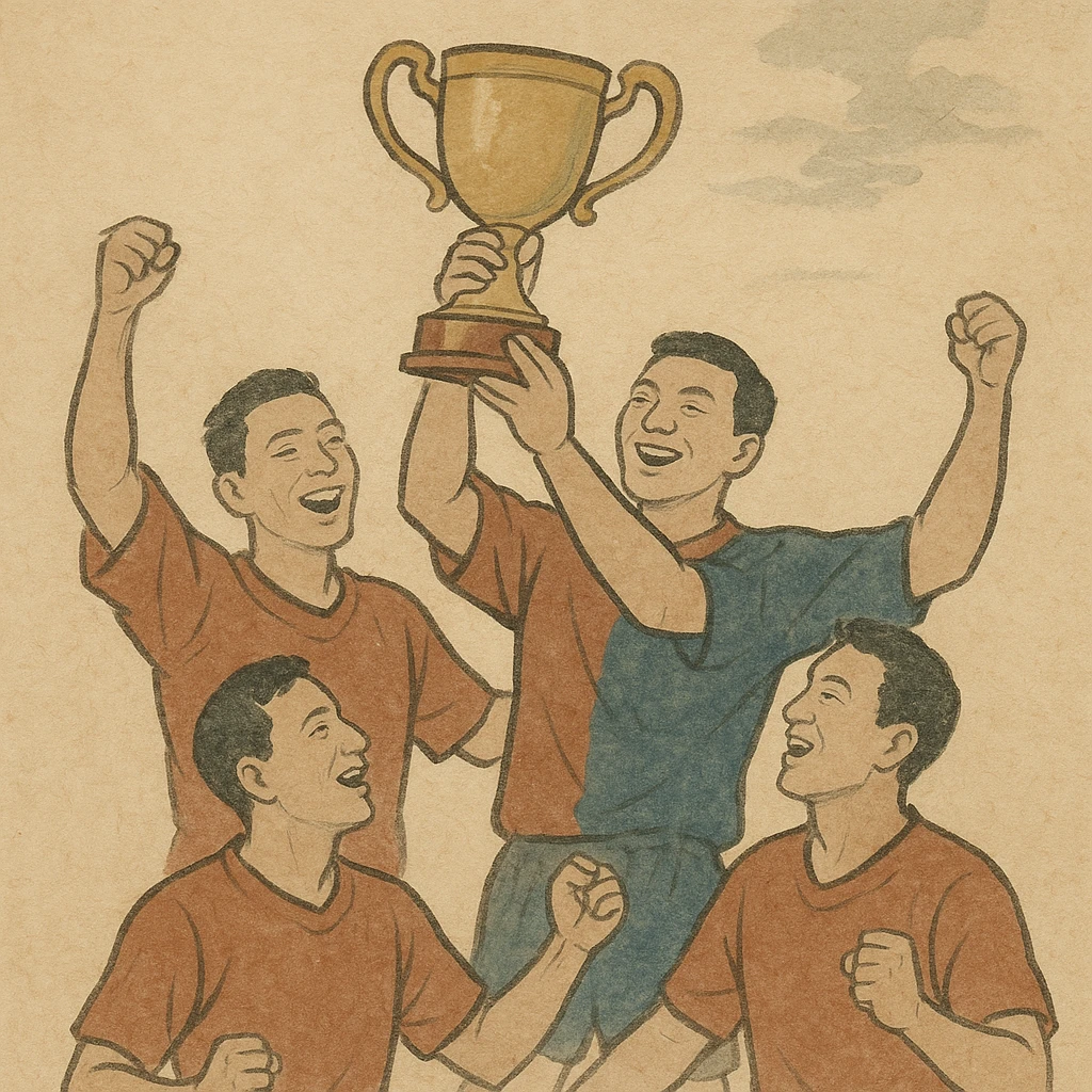 team celebrating with trophy emoji