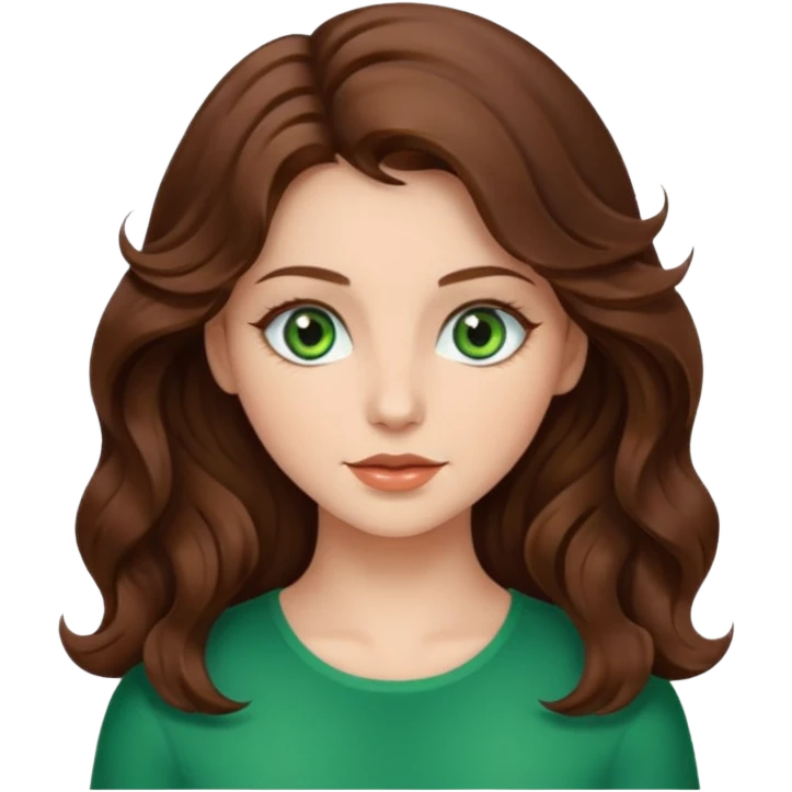 a beautiful girl with wavy volumes brown hair emoji