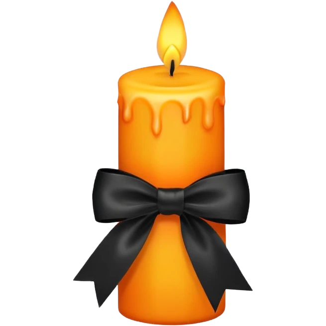 orange yellow candle, with black bow emoji