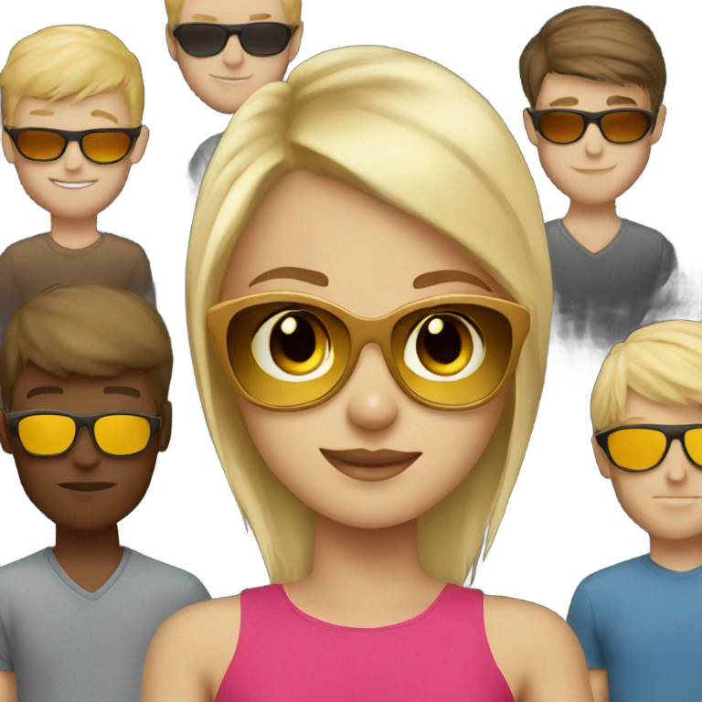 blonde girl in sunglasses with boys emoji
