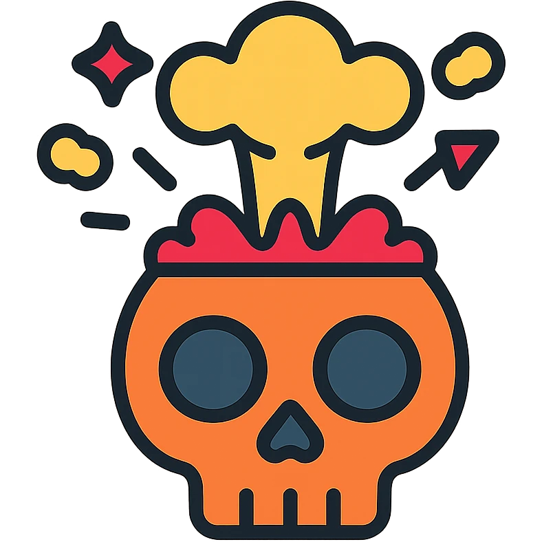 detailed icon of an exploding skull with vivid colors emoji