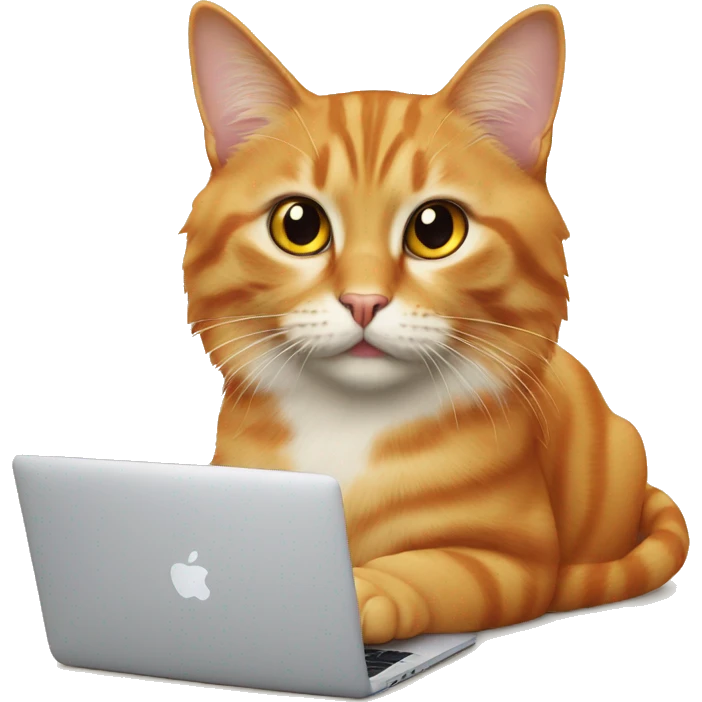 cat british orange with macbook  emoji