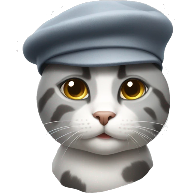 Gray and white cat with a beret  emoji