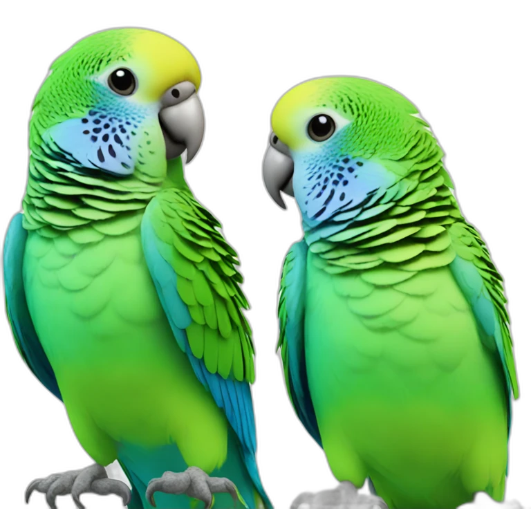 Two budgerigars: blue and green wave parrots emoji