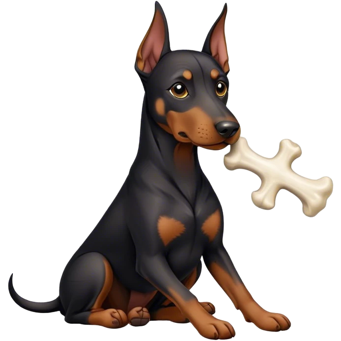 Doberman with a bone emoji
