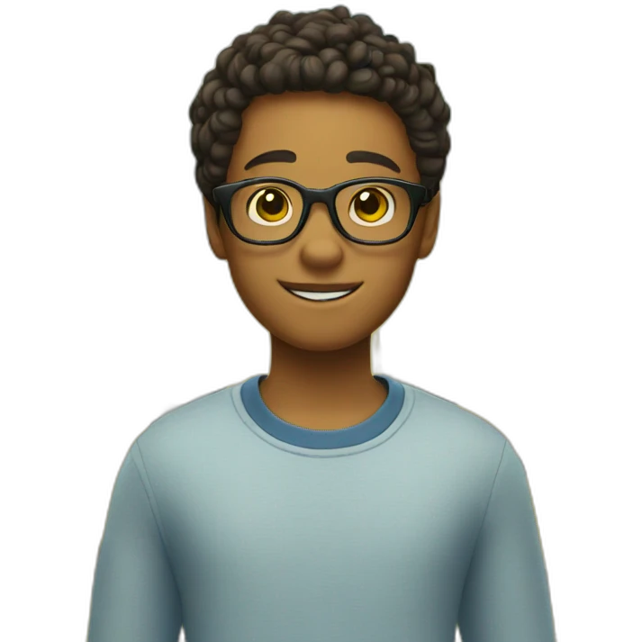 boy with glasses in a yellow house emoji