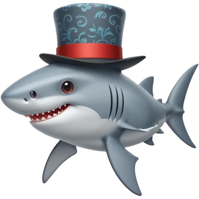 Shark with a top hat emoji