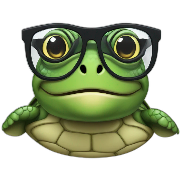 Turtle in black glasses emoji