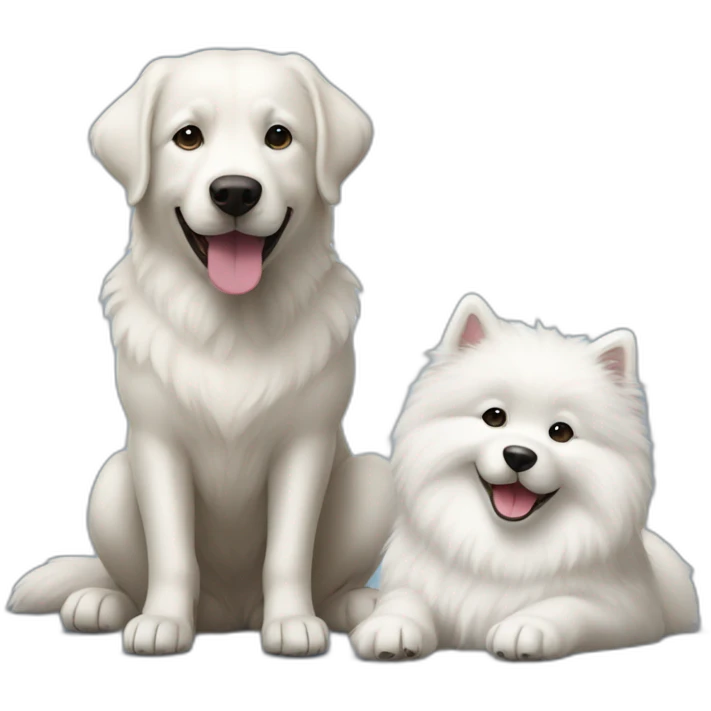 black lab and samoyed playing emoji