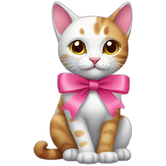 Cat with pink ribbon emoji