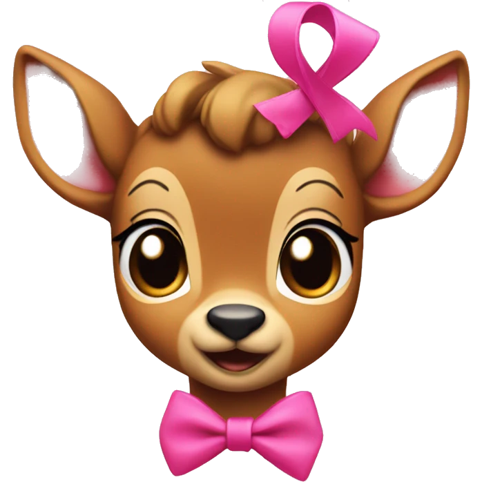 A bambi with a pink ribbon emoji