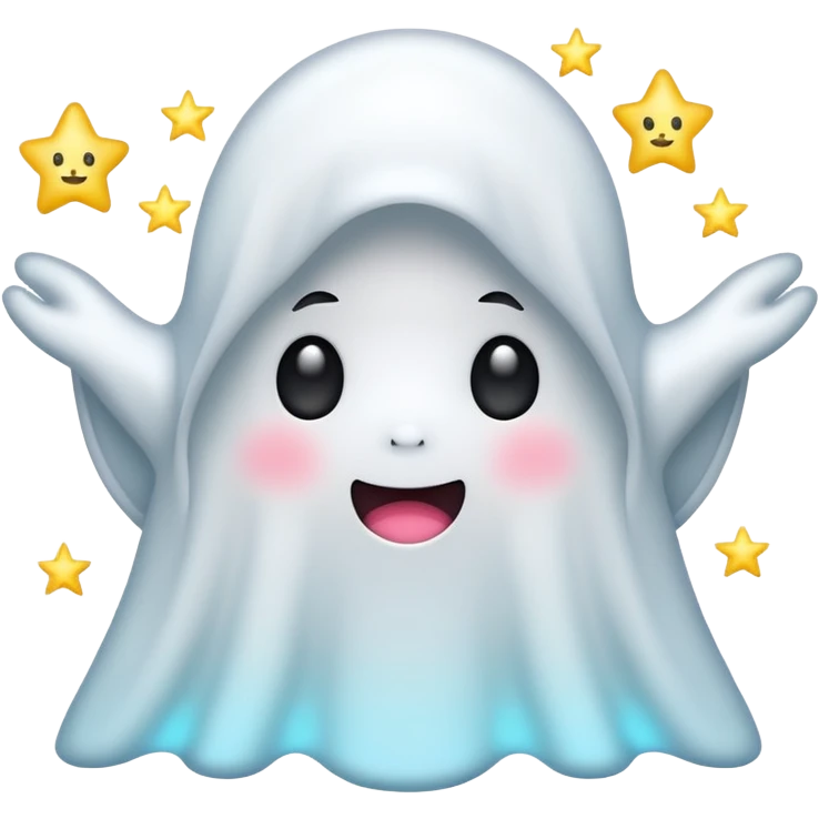 ghost kawai star white emoji