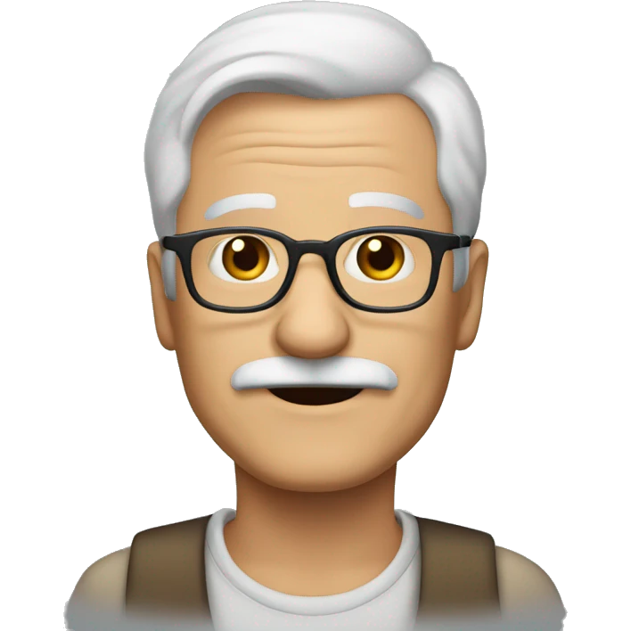 70 year old man with glasses, white hair, mustache emoji
