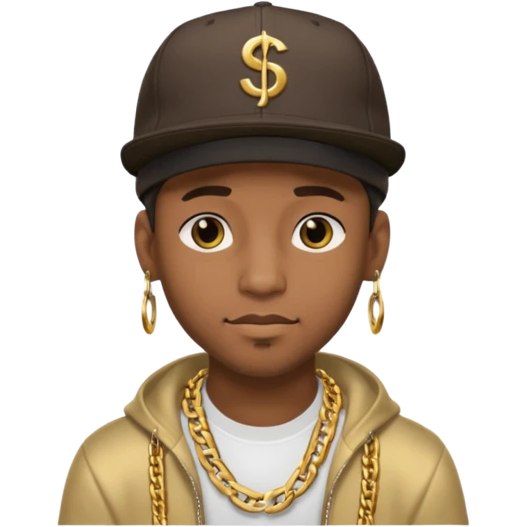 black guy with golden chains earloops and a snapback cap emoji