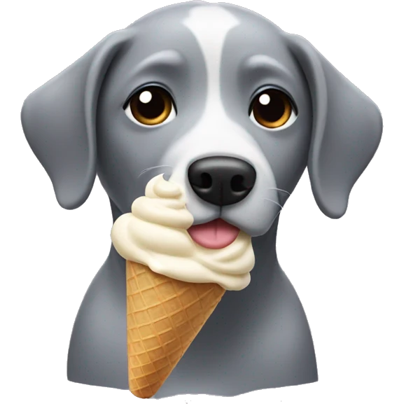 Gray dog eating ice cream emoji