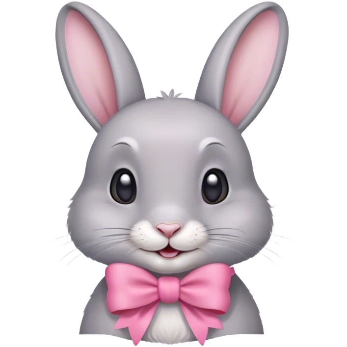 happy grey rabbit with a pink bow emoji