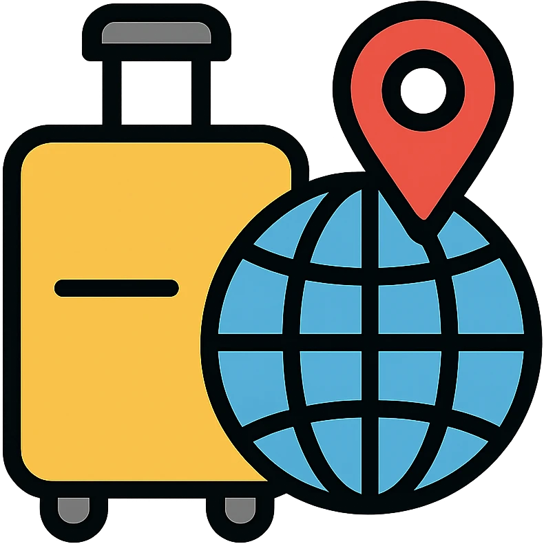gold and black outlined icon for Travel emoji