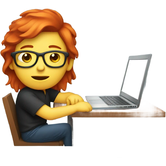 red hair programmer without glasses and with laptop  emoji