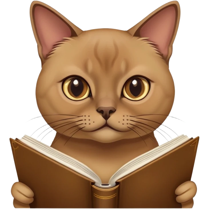 Burmese cat with book emoji