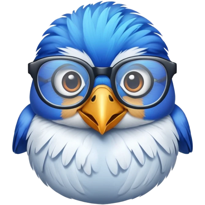 blue bird with glasses emoji