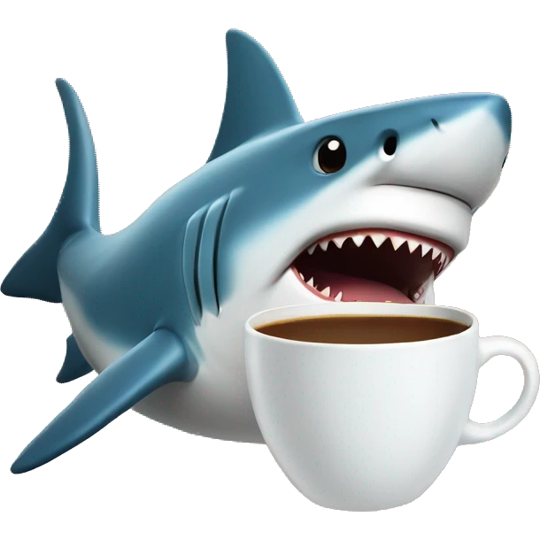 shark holding coffee emoji