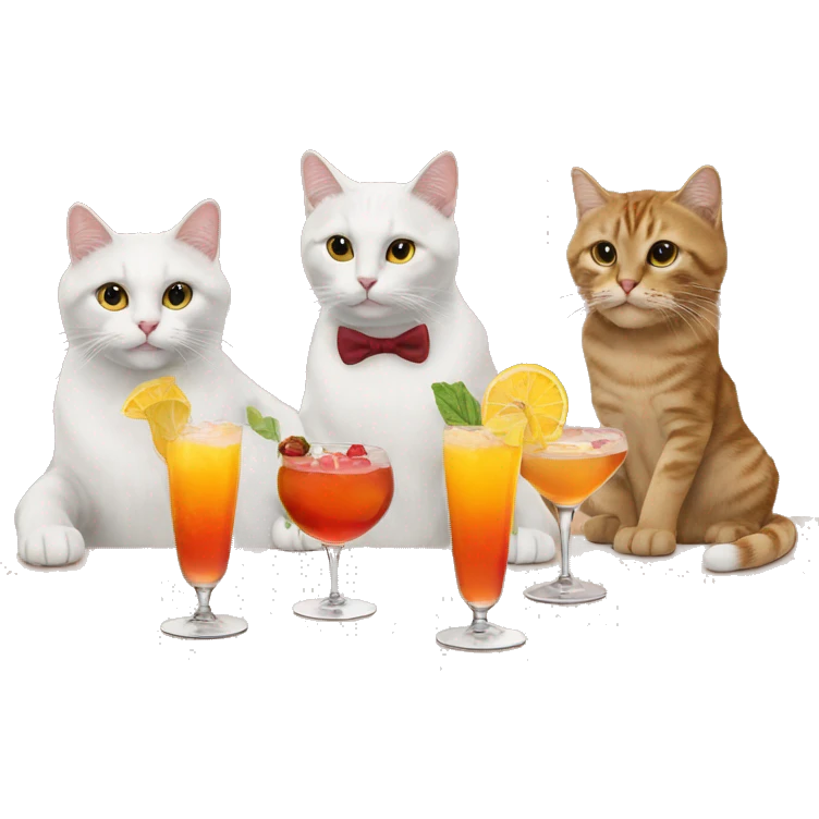 four cats at a cocktail bar emoji