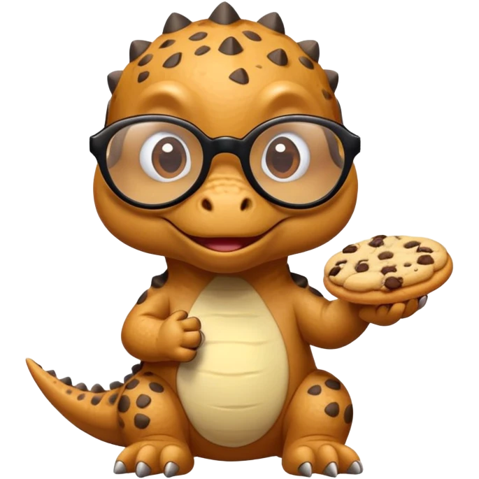 dinosaur with glasses eating cookies emoji