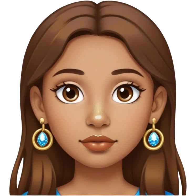 A Mexican Girl pretty brown hair not too white with a septum rounded gold with a sparkle and a nostril just the sparkle but it’s blue  emoji