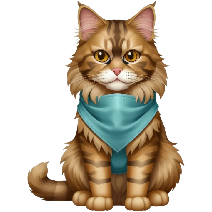 Maine Coon cat full body sitting with a mask emoji