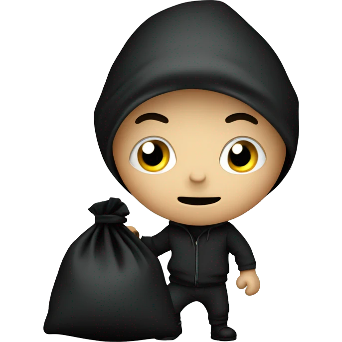 Sneaking burglar with black sack emoji