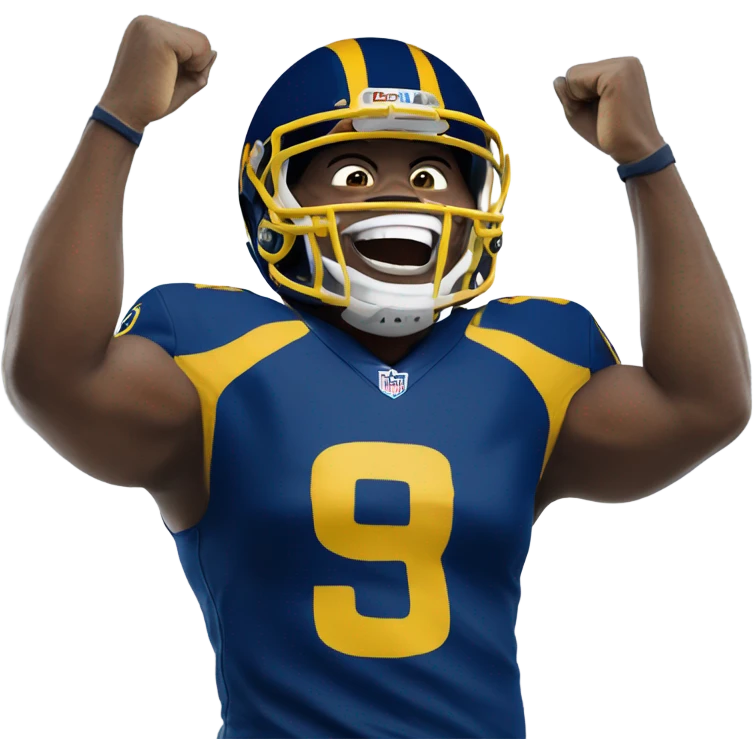 Rams football player celebrating  emoji
